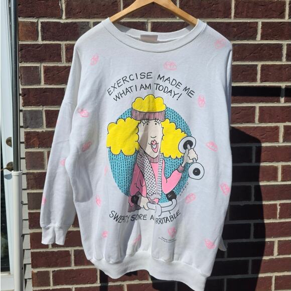 Vintage " Exercise Made Me What I am Today" Crewneck - Picture 1 of 3